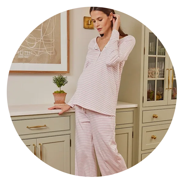 LAKE Pima Maternity Wide Leg Pajama Set  