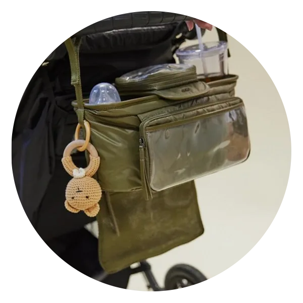 Caraa Stroller Caddy in Olive Nylon