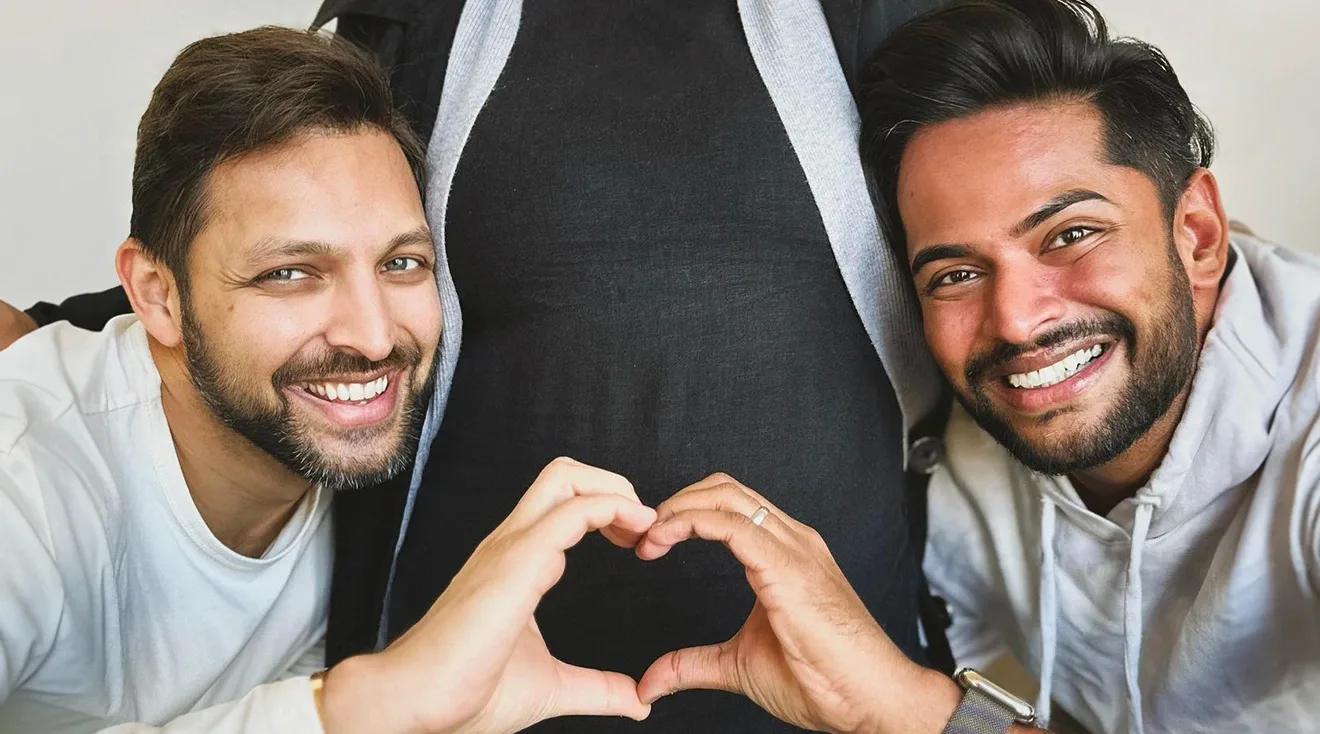 Amit Shah and Aditya Madiraju with surrogate