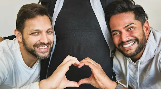 Amit Shah and Aditya Madiraju with surrogate