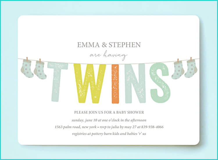 20 Unique Baby Shower Invitations Minted Baby Shower Invitation Twins Clothes Line