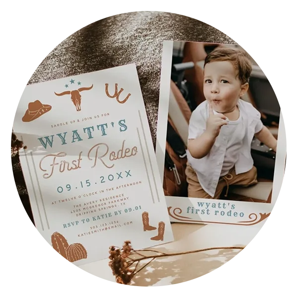 Cowboy 1st Rodeo Birthday Invitation