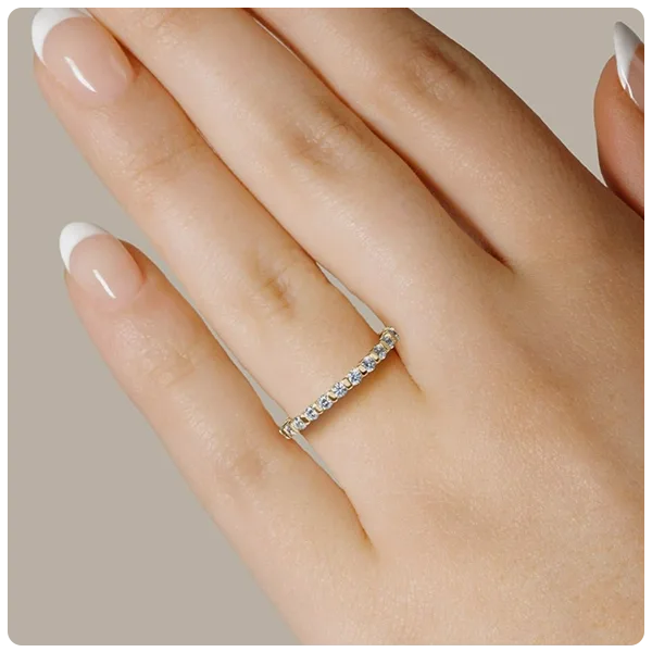 Diamond Nexus 2.00 MM Round Cut Bar Set Eternity Band