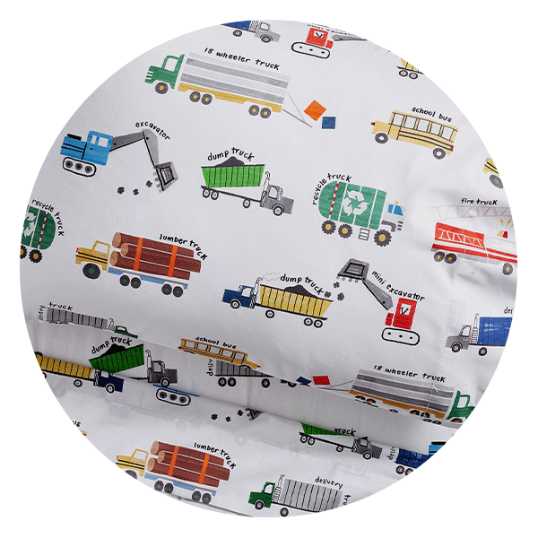Pottery Barn Kids Busy Trucks Organic Toddler Sheet Set & Pillowcase