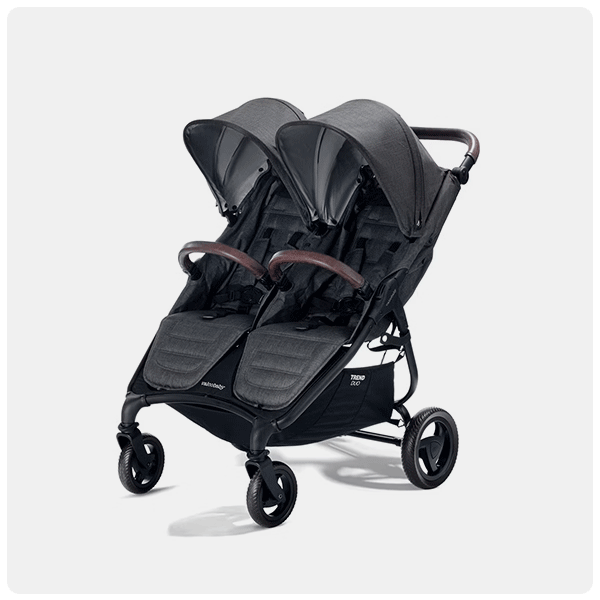 Valcobaby Trend Duo Side By Side Double Stroller with Bassinets and Rover Rider Board