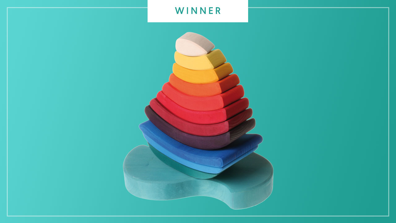 The Grimm's Rainboat Wooden Stacking Toy wins the 2017 Best of Baby award from The Bump