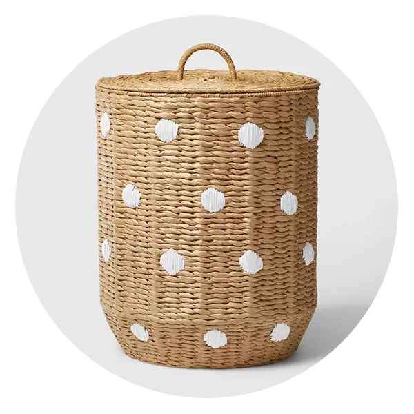 Woven Paper Dot Floor Hamper