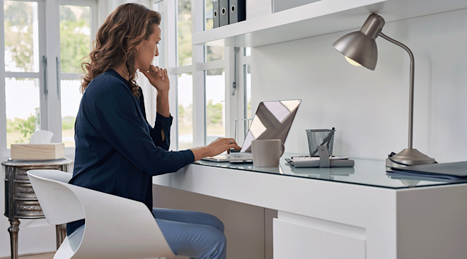 woman working at desk