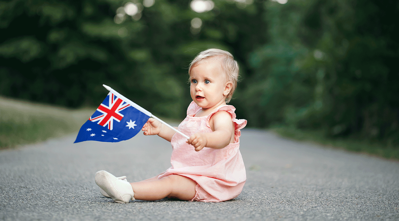 baby holding australia flag