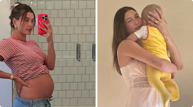 hailey bieber pregnant and hailey bieber with her son