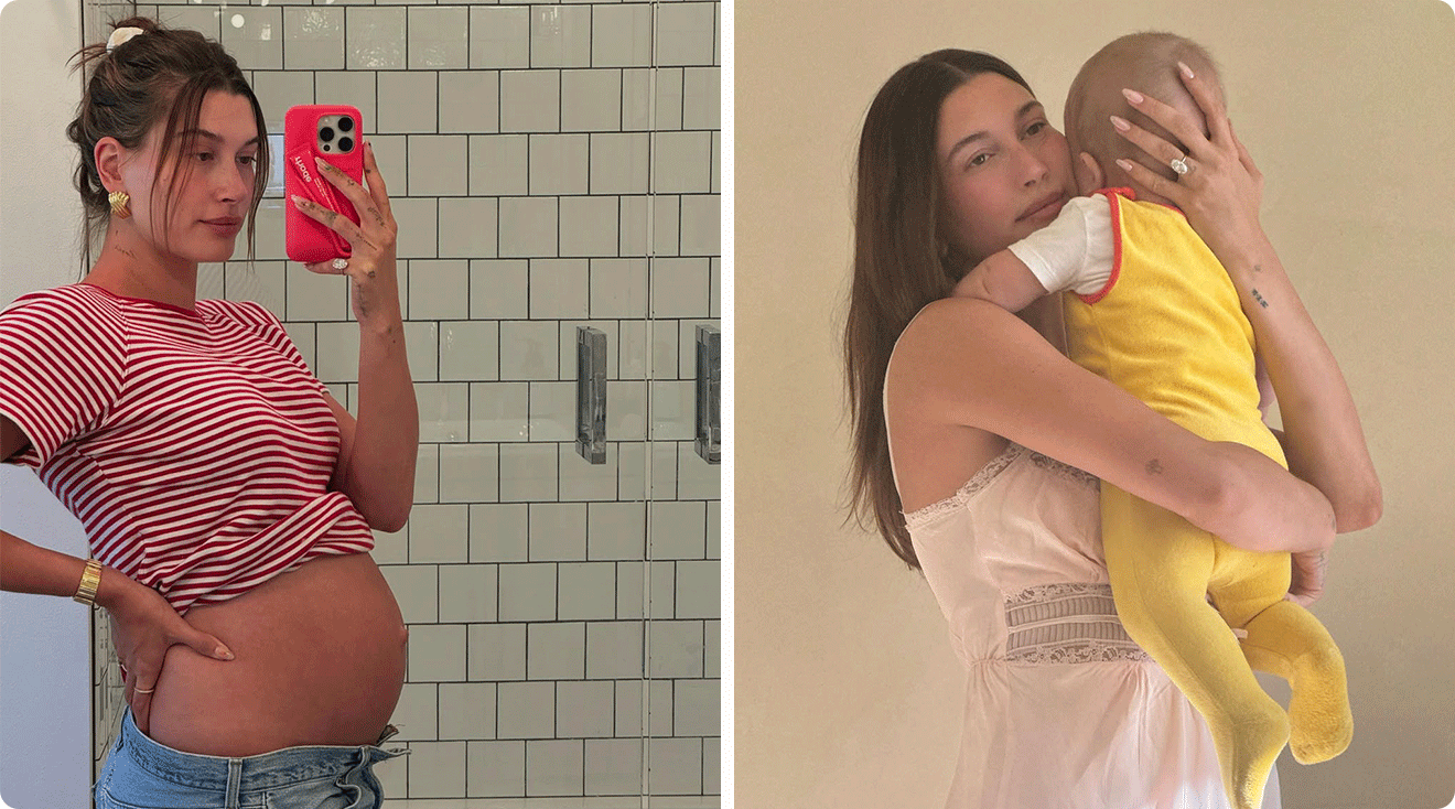 hailey bieber pregnant and hailey bieber with her son