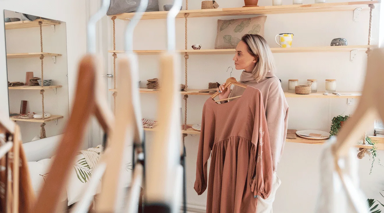woman shopping for flowy dress