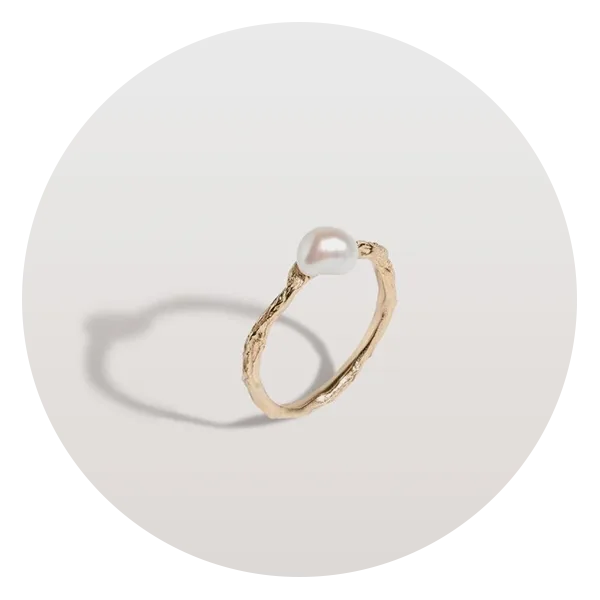 Aurate The Birth of Mother Collection Venus Organic Pearl Gold Ring
