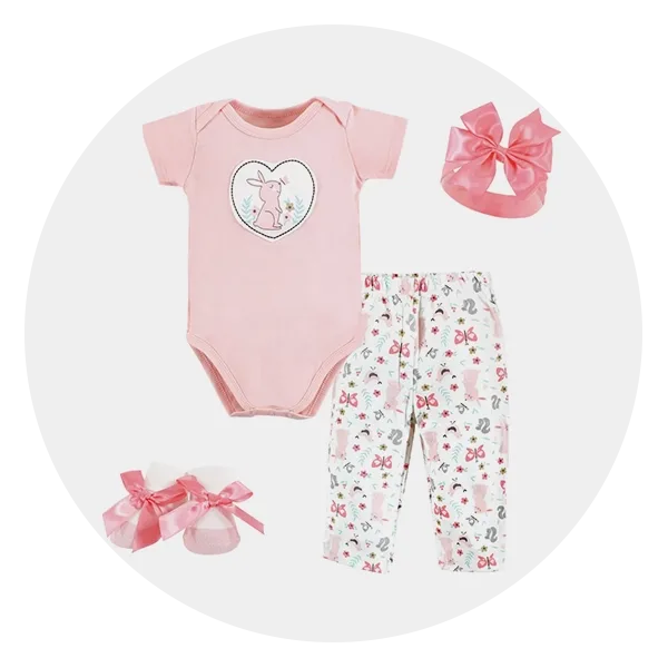carters baby girl Newborn 6 Piece Lot Bodysuits, Pants, Cap New With Tags