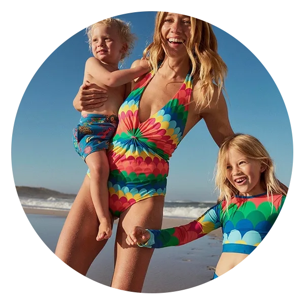 Boden Multi Scallop Stripe Swimsuits