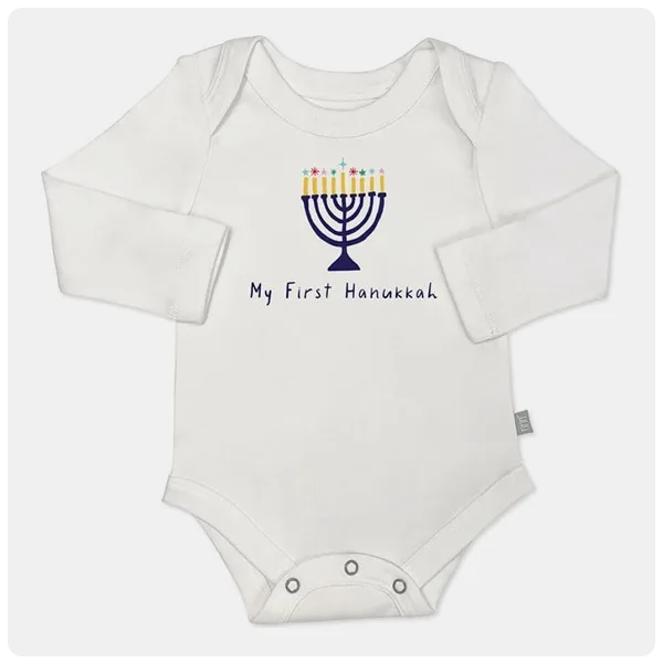 Finn + Emma My First Hanukkah Long Sleeve Graphic Bodysuit