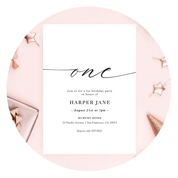 Elegant Modern One 1st Birthday Invitation