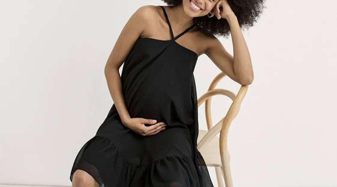 ASOS DESIGN Maternity twist front pleated cami midi dress with