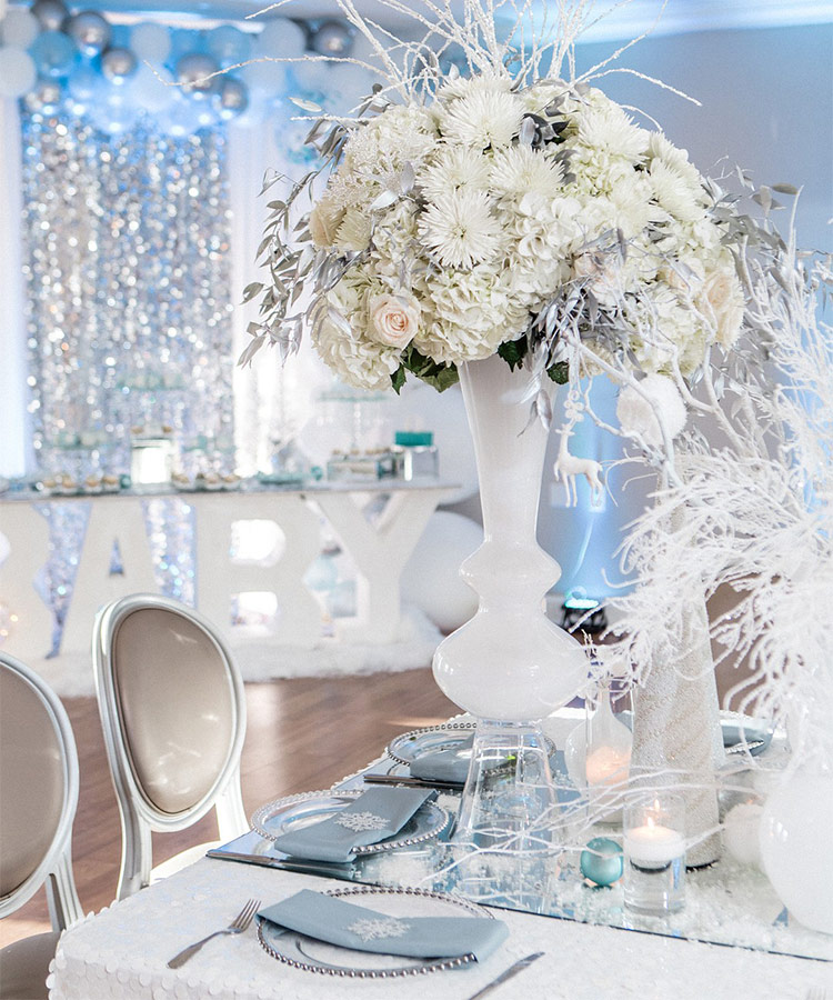 winter baby shower centerpieces