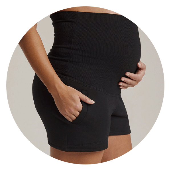 Women Maternity Over-The-Belly Shorts Yoga Workout Shorts with