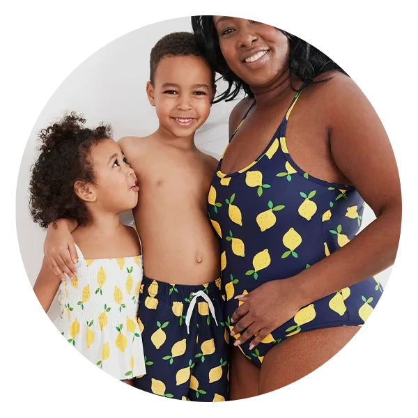 Family Matching Neon Tropical Swimwear Swimsuit Bathing Suit