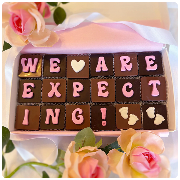chocolate box pregnancy announcement