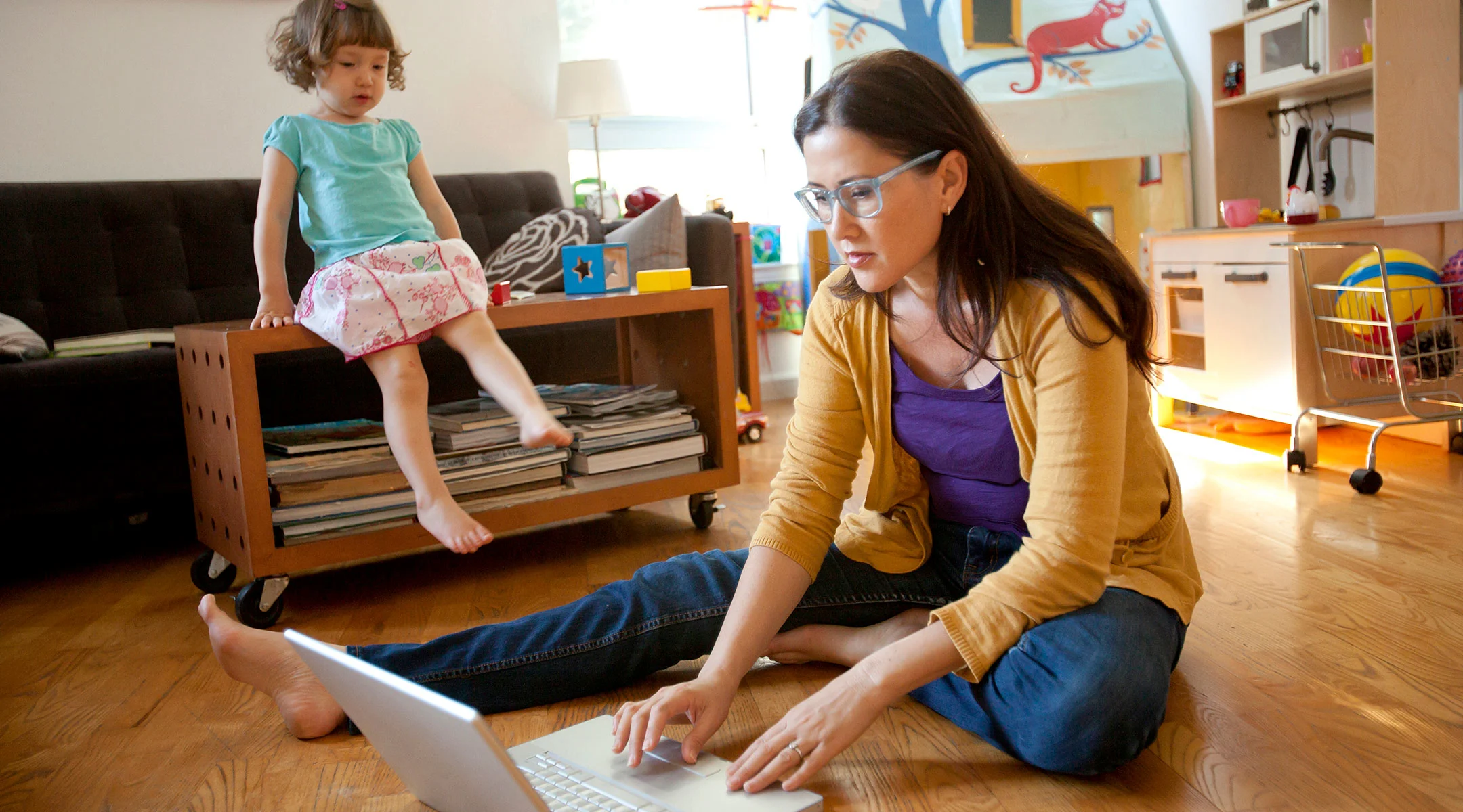 nanny ignoring toddler child at home