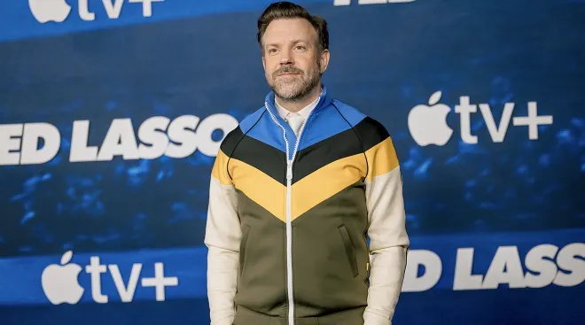 Jason Sudeikis attends the Apple original series 'Ted Lasso' Season 3 red carpet premiere event at Westwood Village Theater on March 07, 2023 in Los Angeles, California