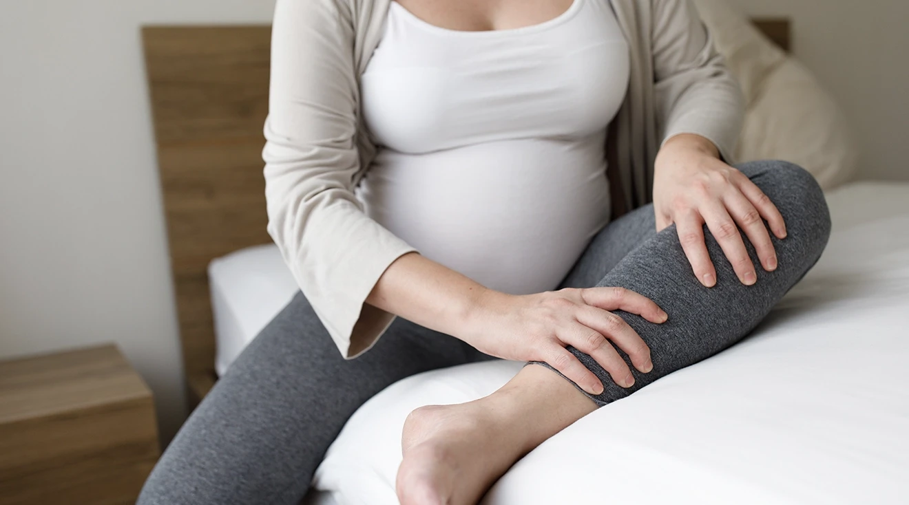 pregnant woman experiencing leg pain