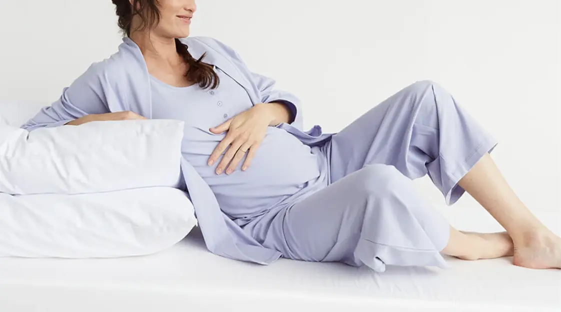 Shop Lace Detail Knee Length Sleeveless Maternity Sleep Dress
