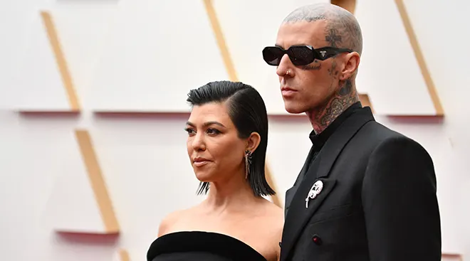 kourtney kardashian and travis barker at the oscars