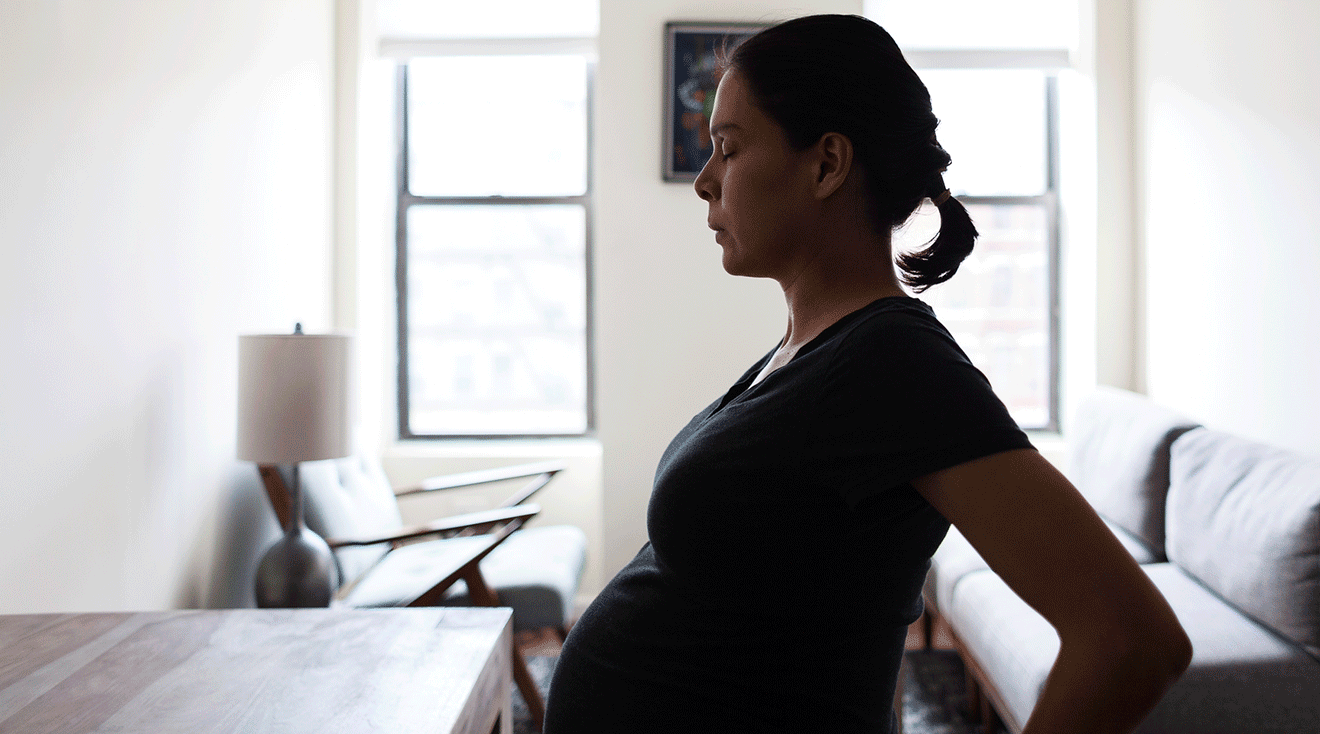 pregnant woman breathing deeply