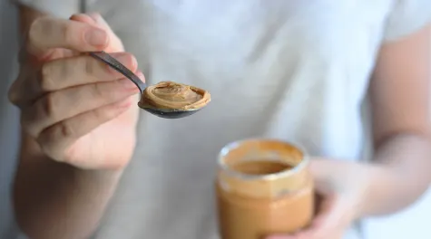 Baby trying peanut clearance butter first time