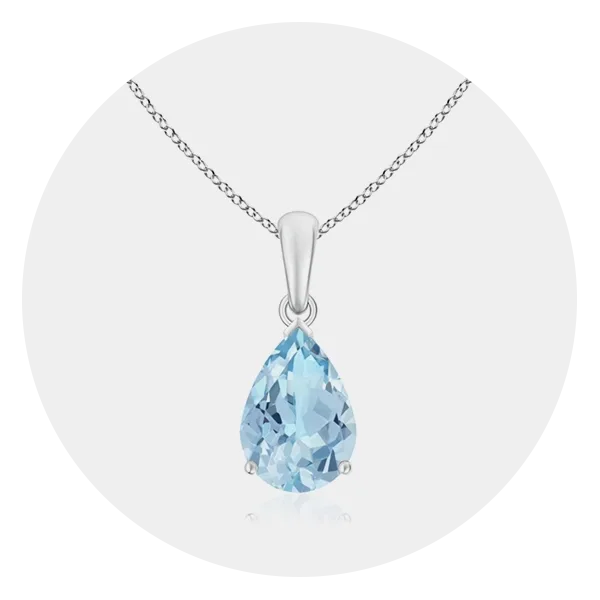 Angara Pear-Shaped Aquamarine Solitaire Pendant