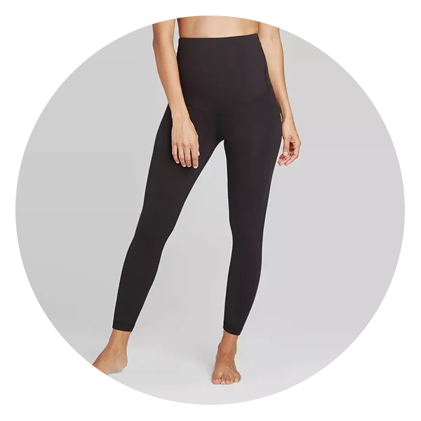 Ingrid & Isabel Maternity Black Maternity Capri Workout Maternity Legging  with Crossover Panel for Support and Comfort | Gently Used - Size Small