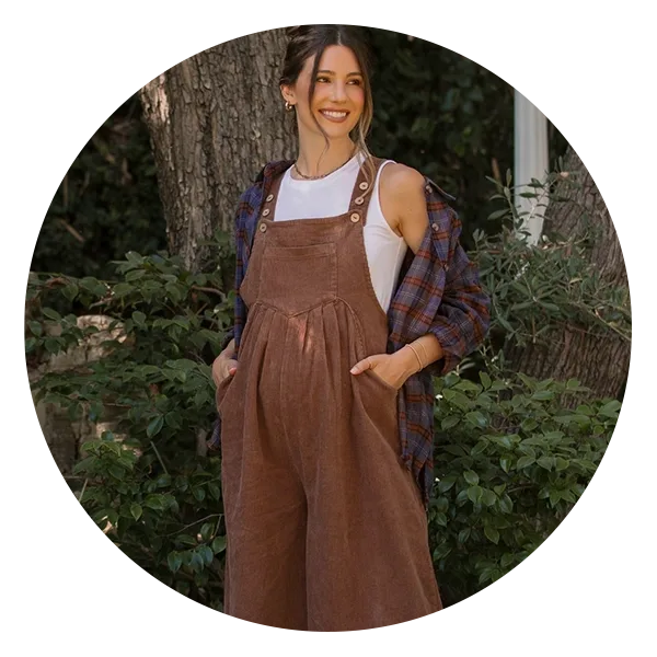PinkBlush Corduroy Front Pleated Wide Leg Maternity Overalls