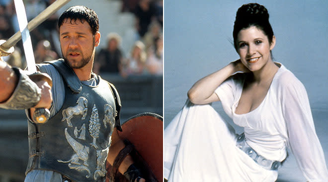 Maximus character from the movie The Gladiator and Princess Leia from Star Wars.