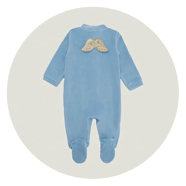 Marie-Chantal Velour Angel Wing Footie