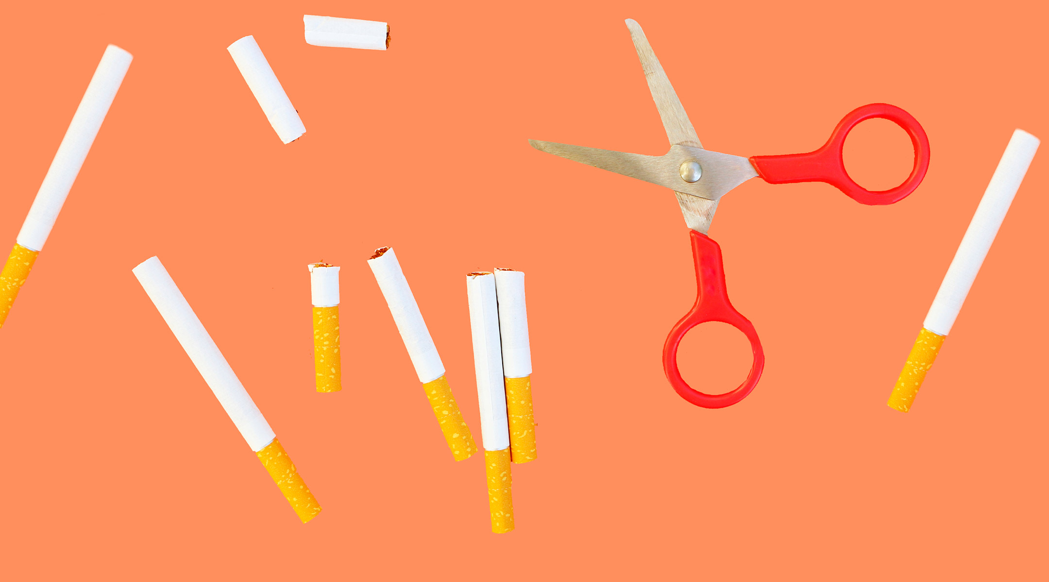 illustration of cigarettes with scissors to represent quitting smoking