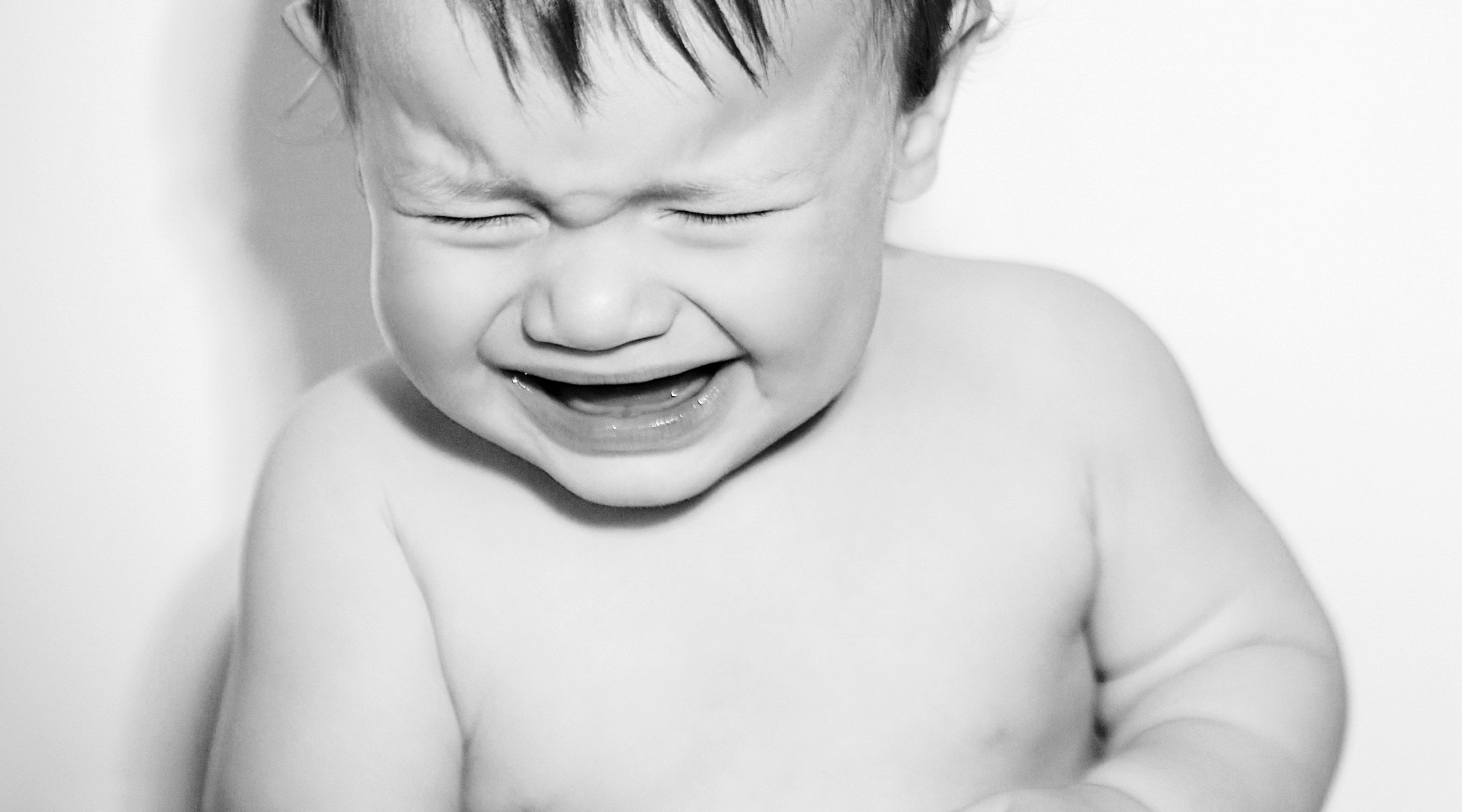 Fussy Baby crying black and white
