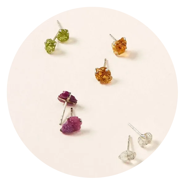 Juraté Brown Raw Birthstone Studs