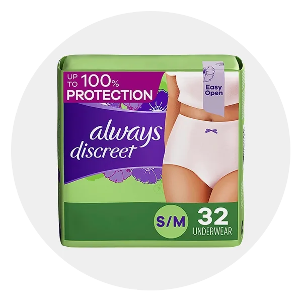 Always Discreet Incontinence & Postpartum Underwear for Women PINK