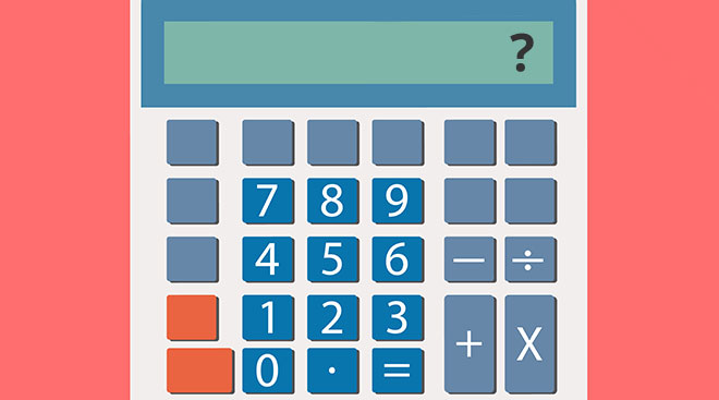 illustration of a calculator with question mark in the display