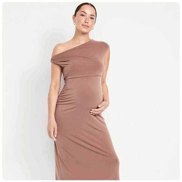 The Occasion by Old Navy Maternity Asymmetrical Shoulder Maxi Dress