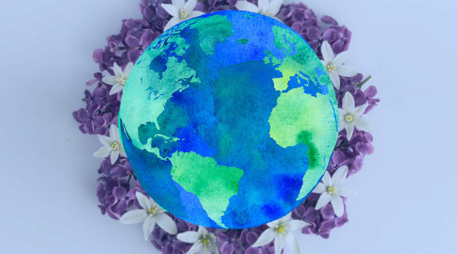 earth and flower collage