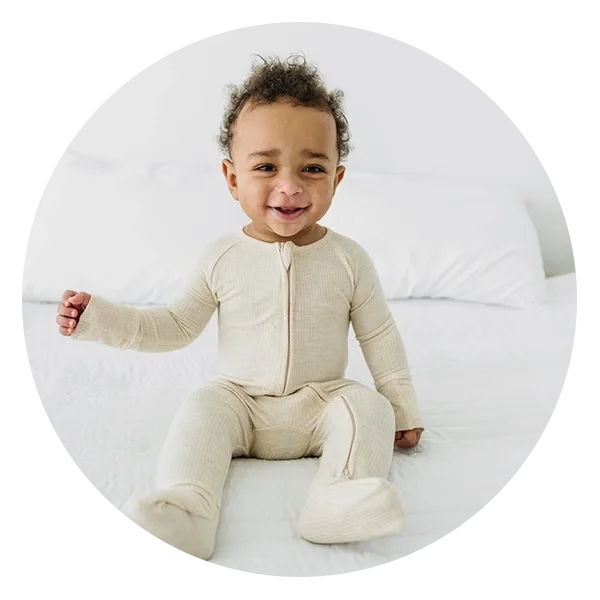 Little Sleepies Heather Oatmeal Ribbed Zippy