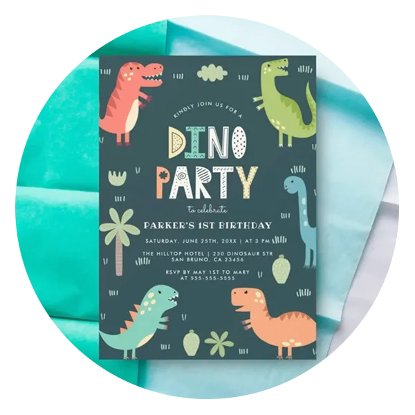 Dino Party Kids' Birthday Invitations