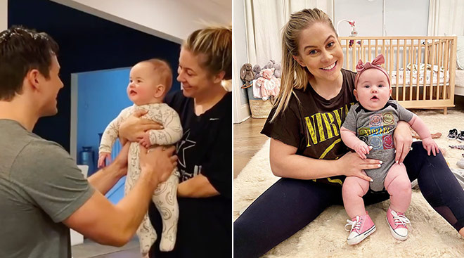 shawn johnson's baby reacts to her dad's new haircut