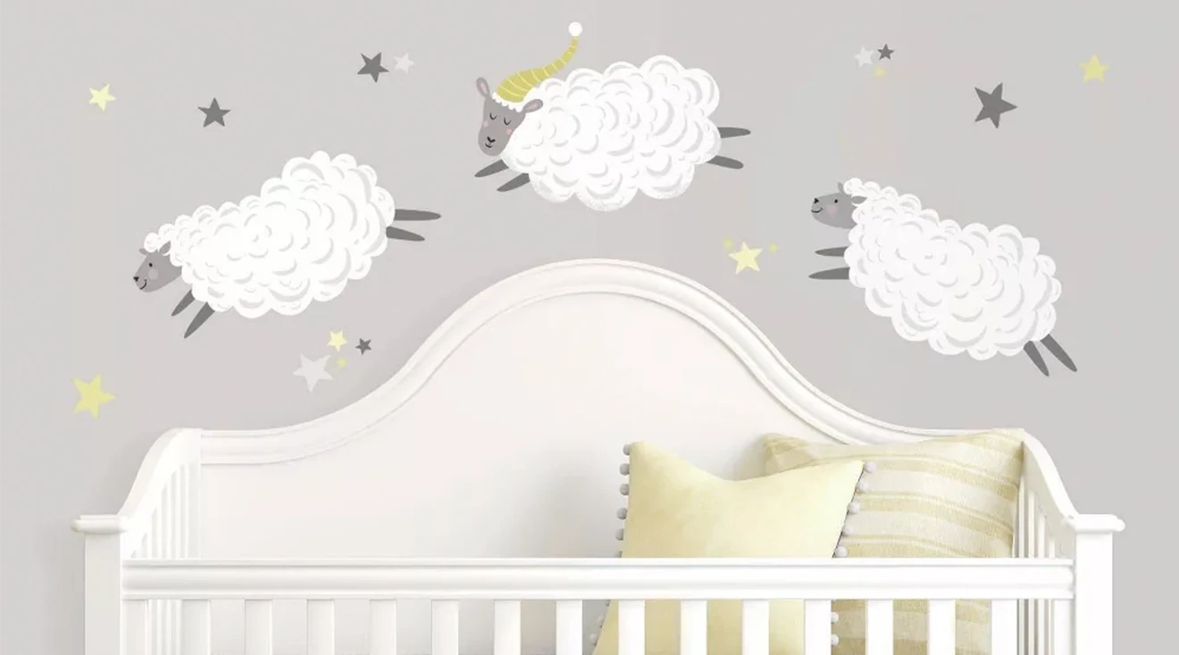 counting sheep nursery wallpaper decal