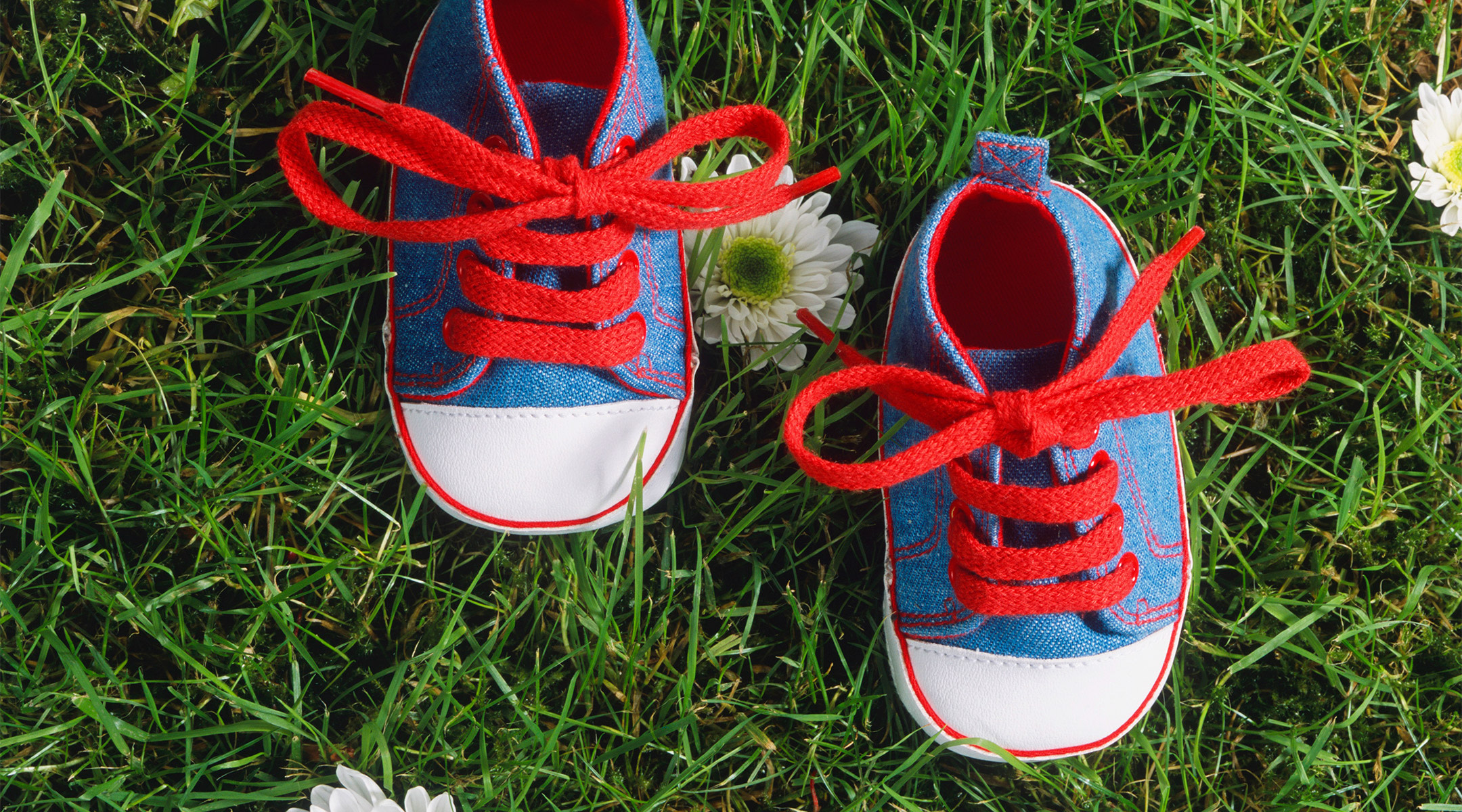 baby sneakers on grass